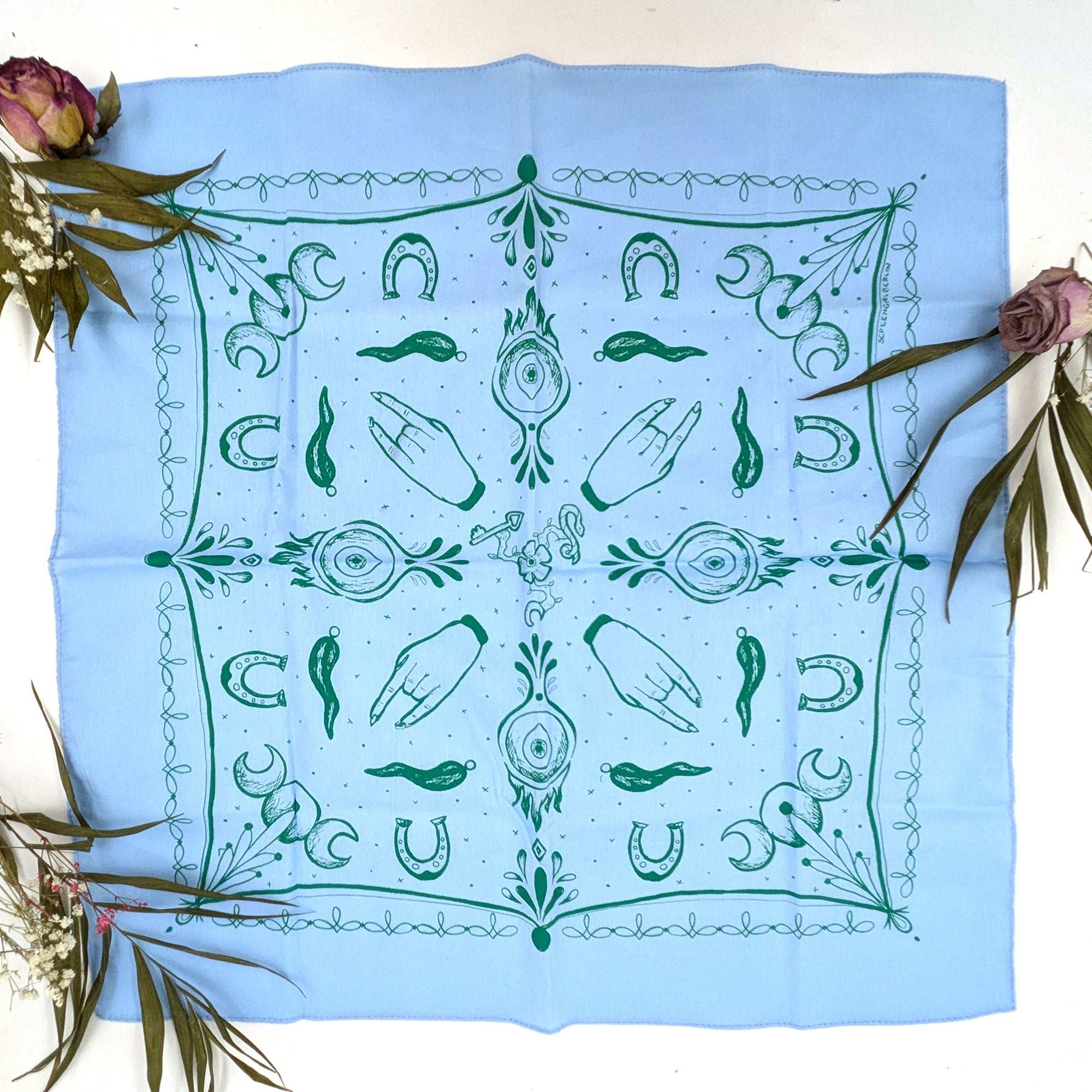 Cimatura Mediterranean hand printed 100% Cotton Bandana/Scarf