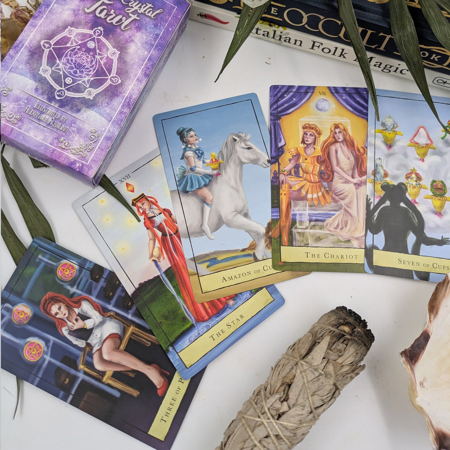 Moon Crystal Tarot - Full Tarot Deck | Premium Matte Finish | Eco-Friendly Printing | PDF Guidebook and Hologram Foil Edge