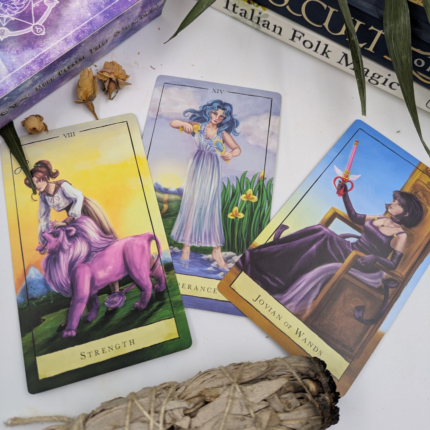 Moon Crystal Tarot - Full Tarot Deck | Premium Matte Finish | Eco-Friendly Printing | PDF Guidebook and Hologram Foil Edge