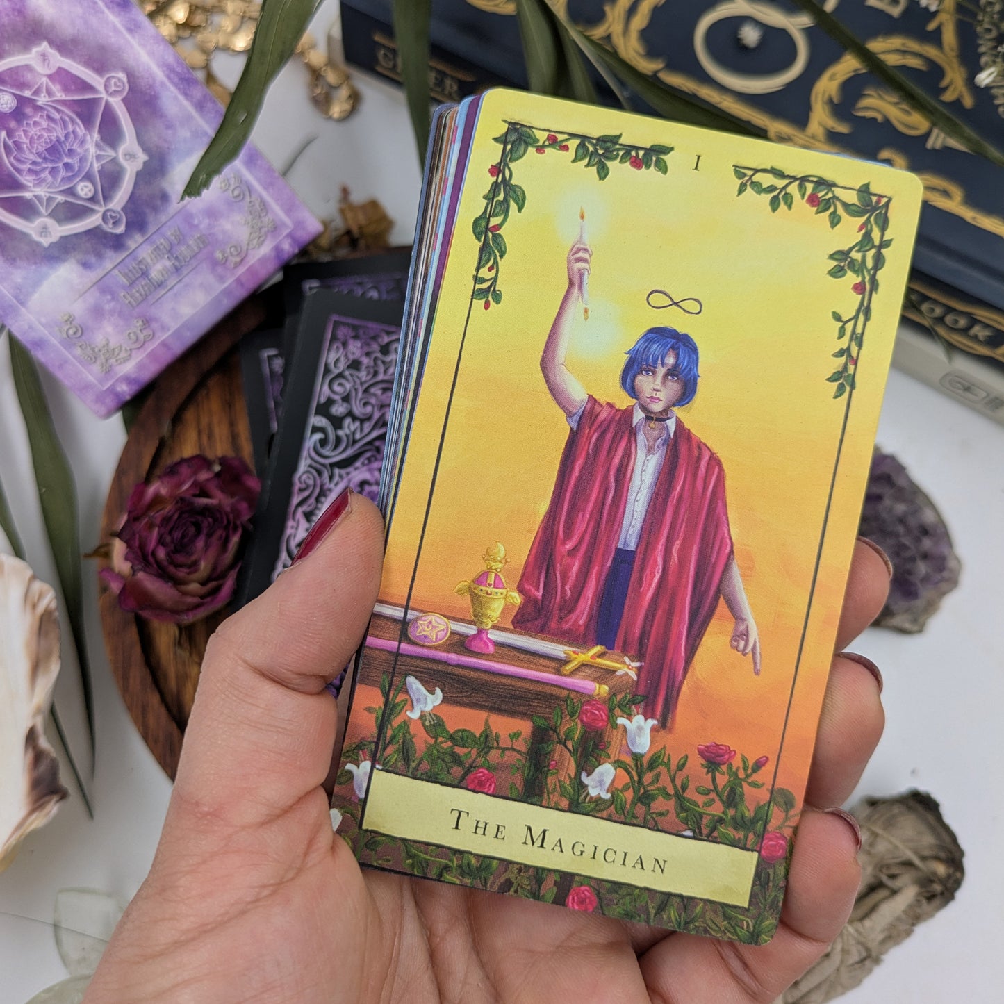 Moon Crystal Tarot - Full Tarot Deck | Premium Matte Finish | Eco-Friendly Printing | PDF Guidebook and Hologram Foil Edge