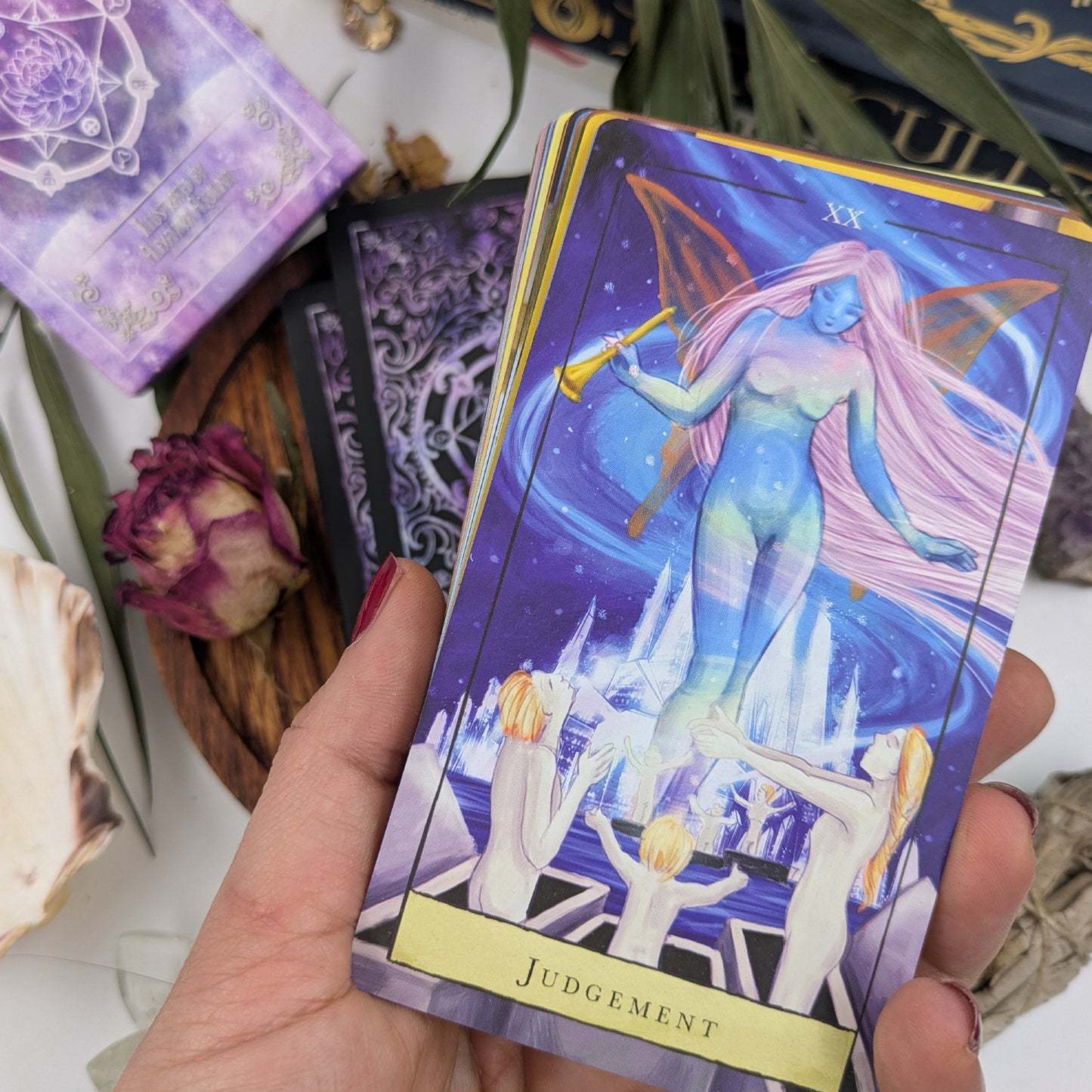 Moon Crystal Tarot - Full Tarot Deck | Premium Matte Finish | Eco-Friendly Printing | PDF Guidebook and Hologram Foil Edge