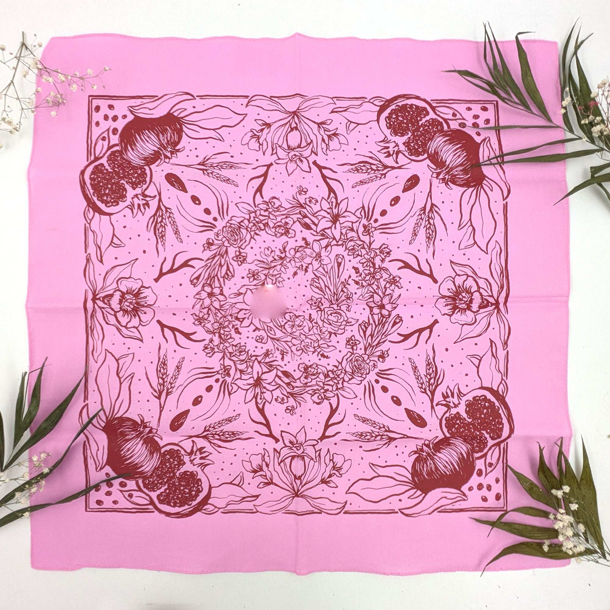 Persephone Goddess hand printed 100% cotton scarf / bandana