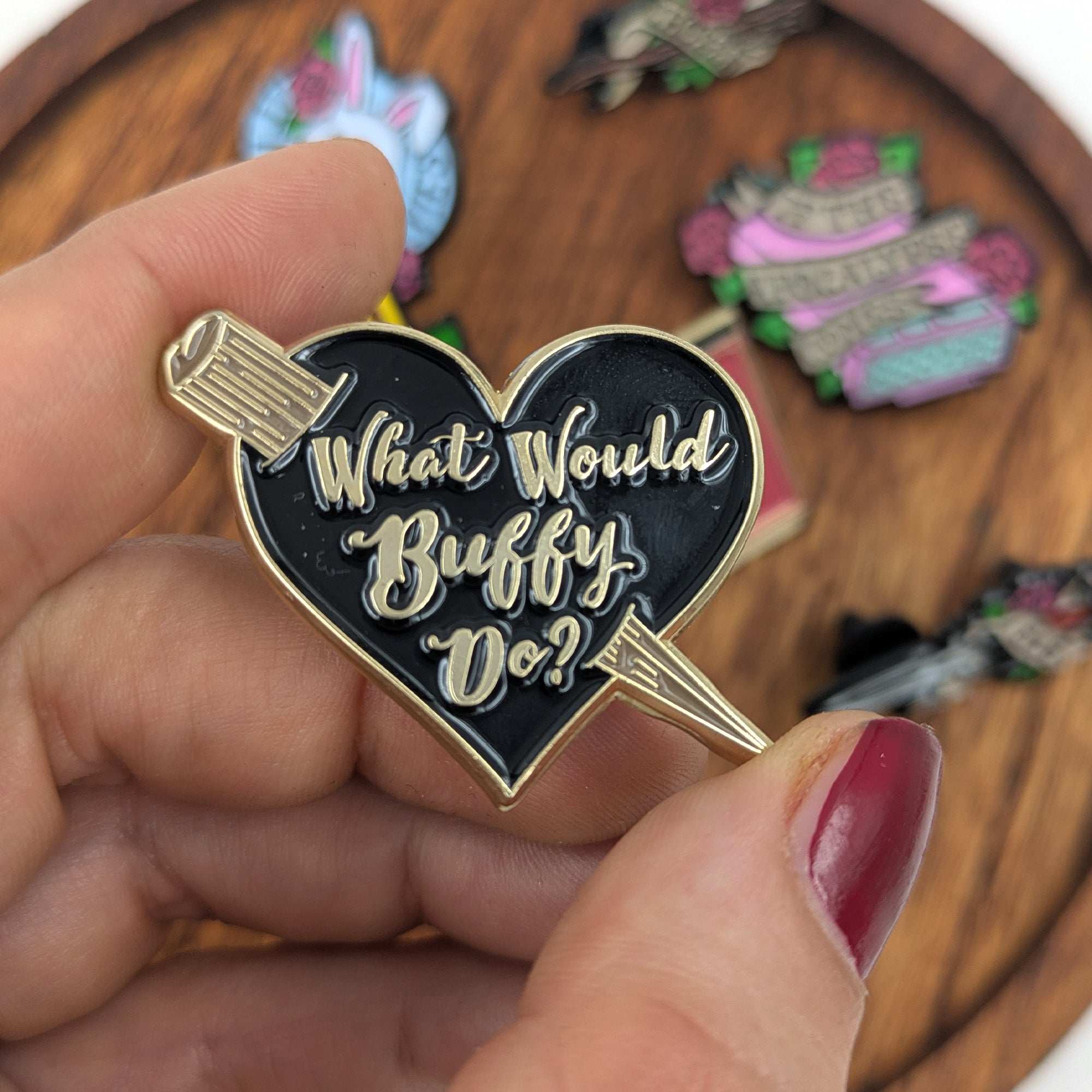 "WWBD?" Black Heart Pin by the creator