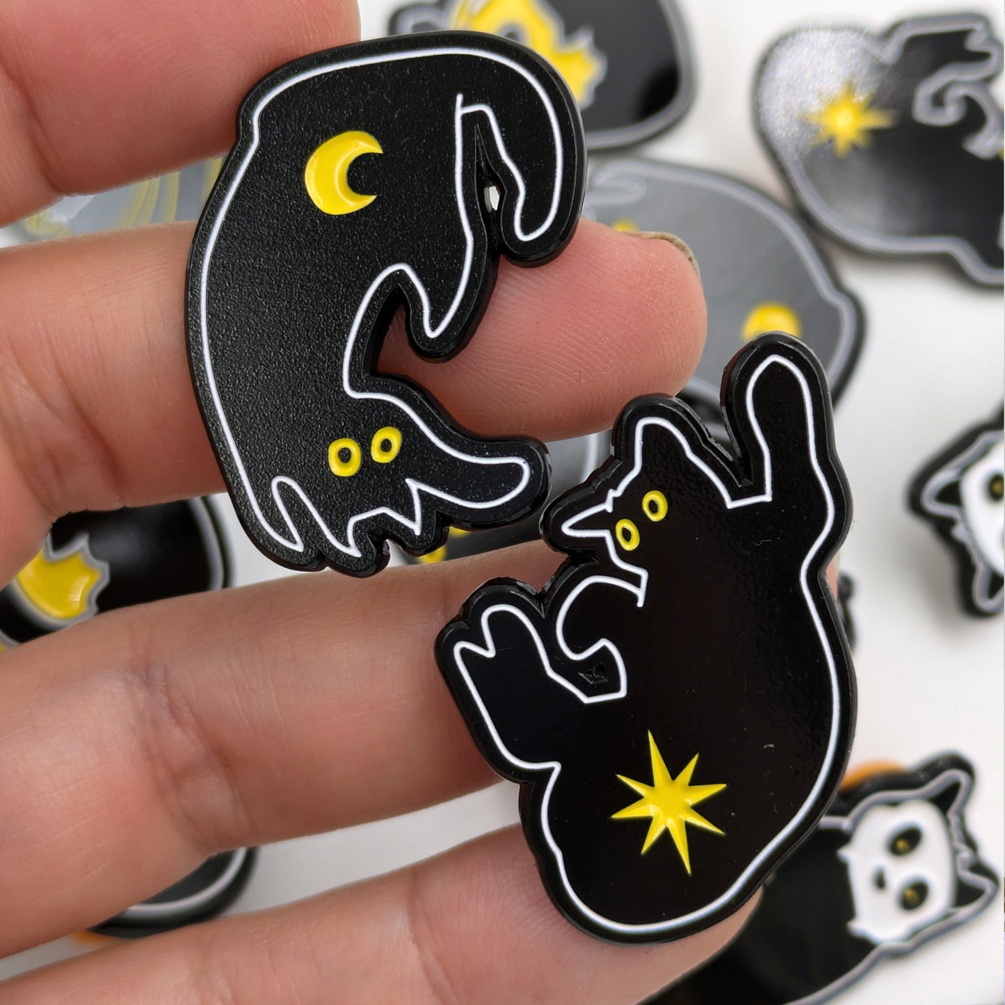 Into the Void - black kitty cat soft enamel pins