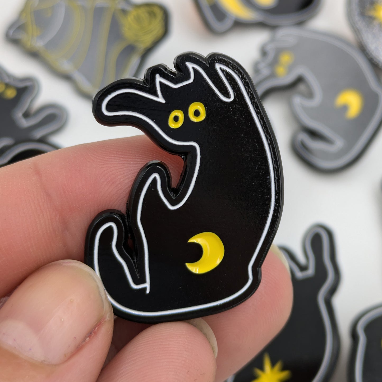 Into the Void - black kitty cat soft enamel pins