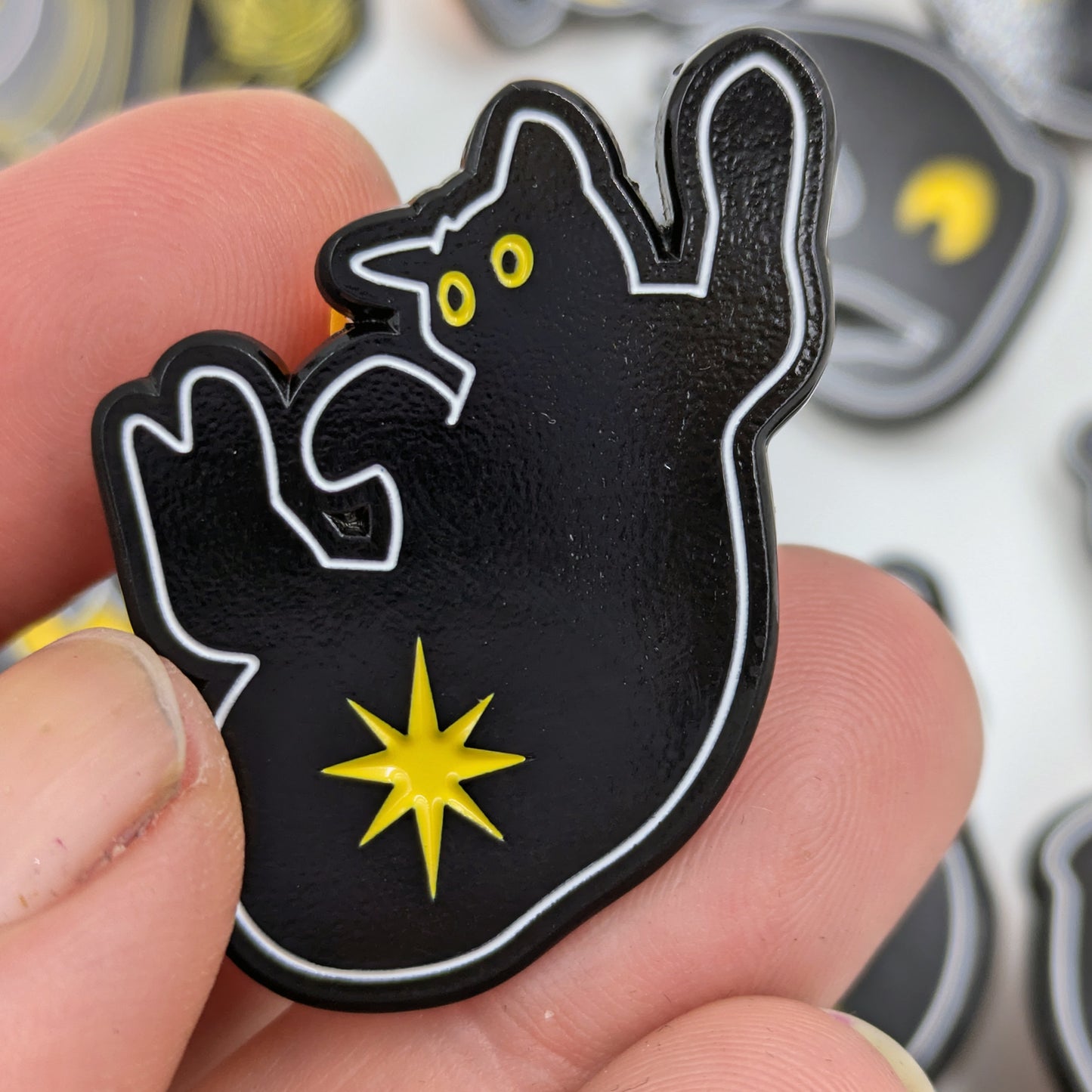 Into the Void - black kitty cat soft enamel pins