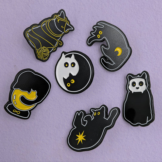 Into the Void - black kitty cat soft enamel pins