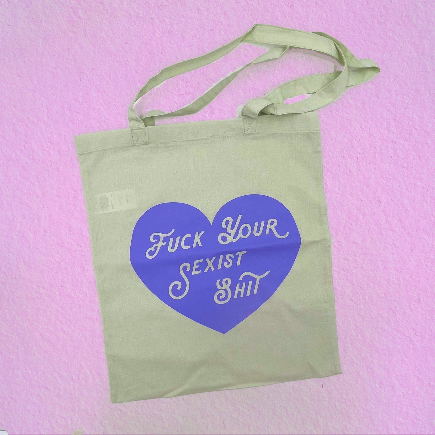 Fuck your sexist shit Pastel tote bags - Cat Magic Collective