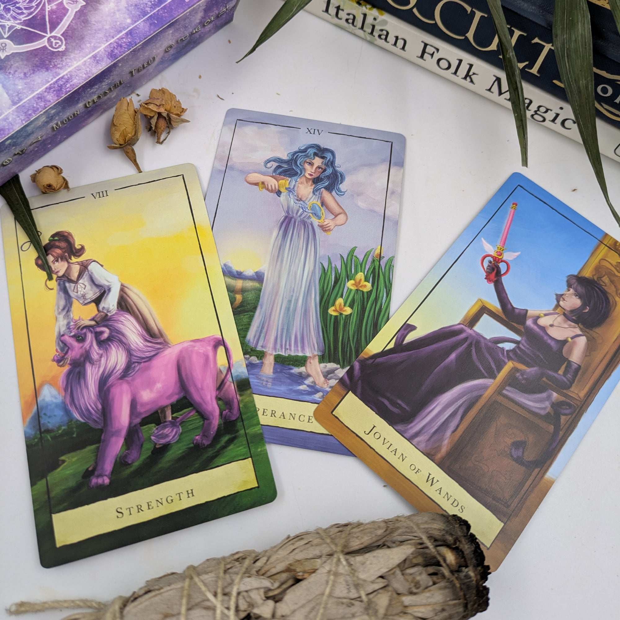 Moon Crystal Tarot - Full Tarot Deck | Premium Matte Finish | Eco-Friendly Printing | PDF Guidebook and Hologram Foil Edge