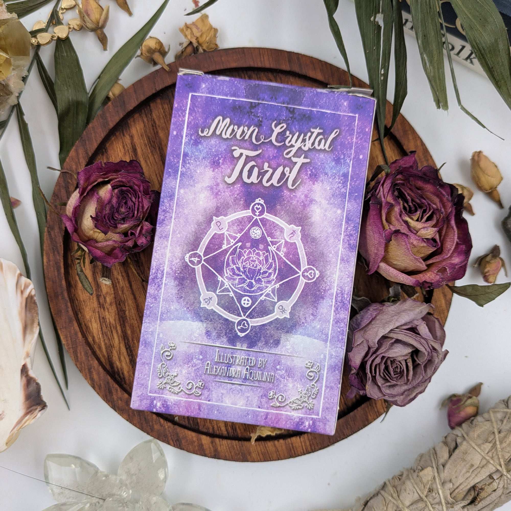 Moon Crystal Tarot - Full Tarot Deck | Premium Matte Finish | Eco-Friendly Printing | PDF Guidebook and Hologram Foil Edge