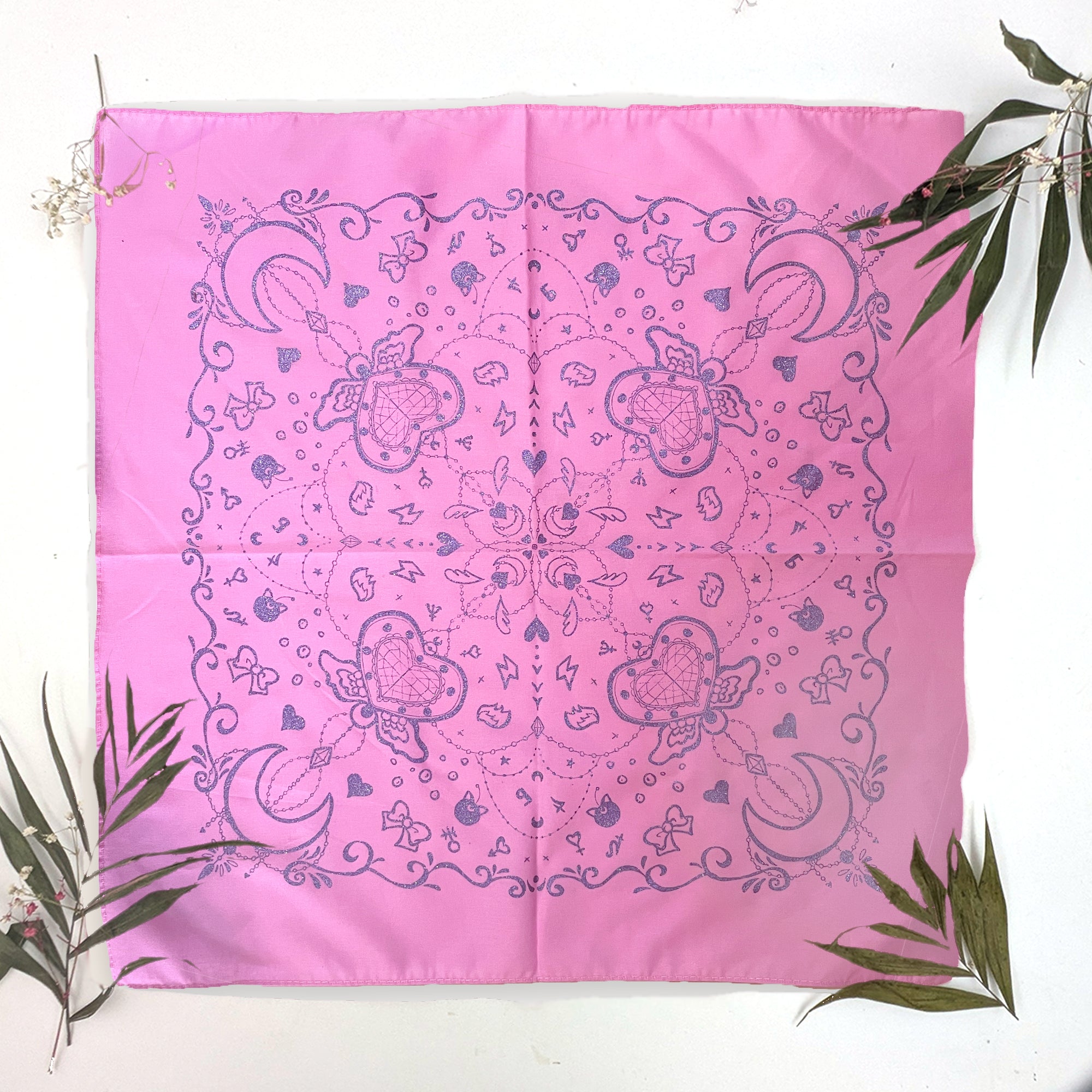 Moon Crystal Pink Amethyst Glitter Bandana