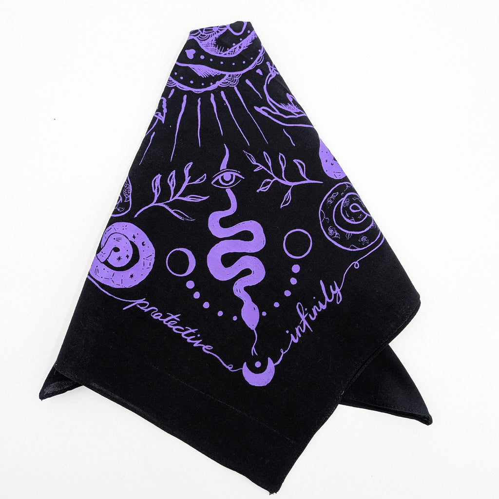 Snakes & Witches hand printed 100% cotton scarf / bandana