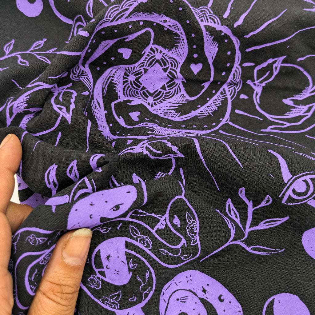 Snakes & Witches hand printed 100% cotton scarf / bandana