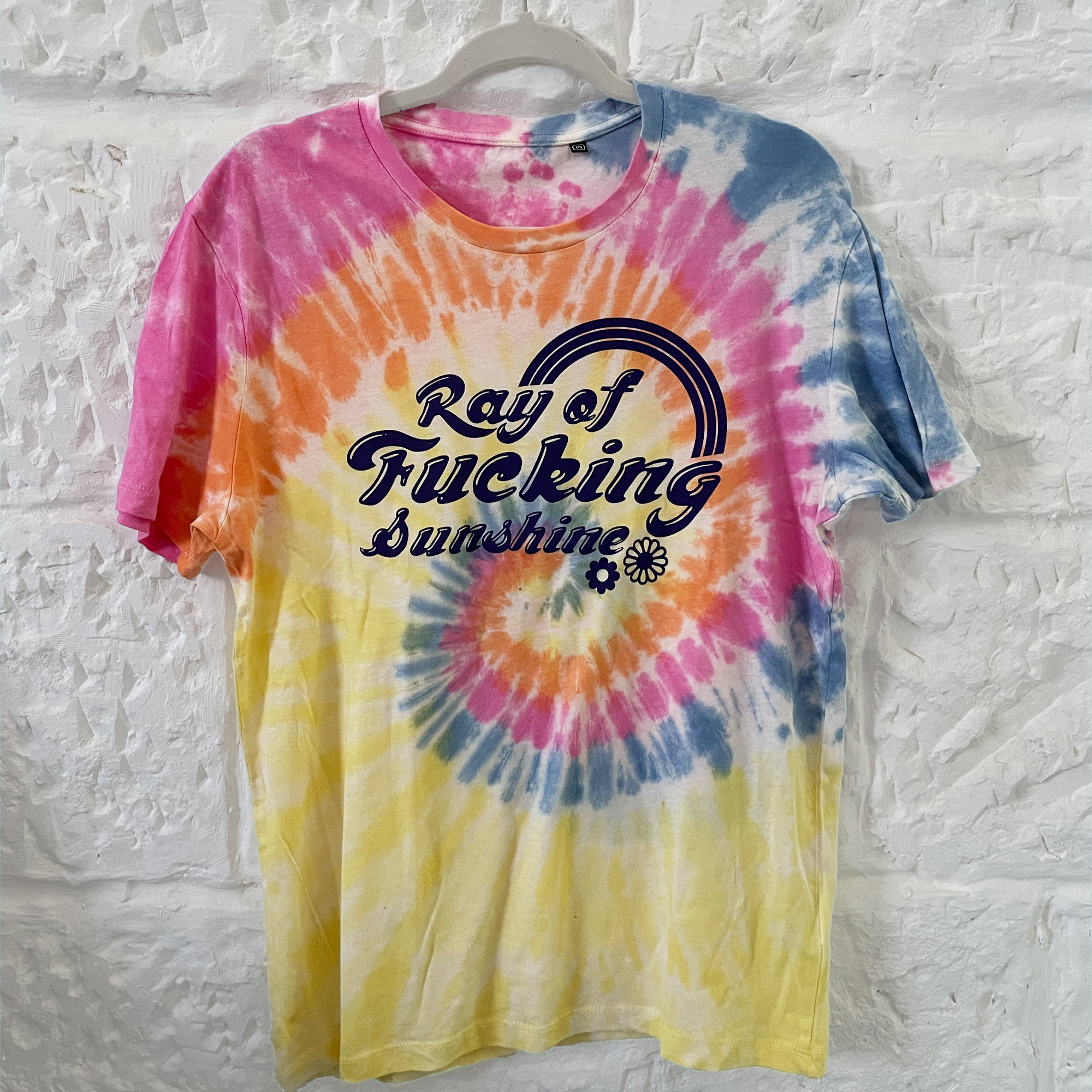 Psychedelic tie dye RAY OF F*KN SUNSHINE TEE