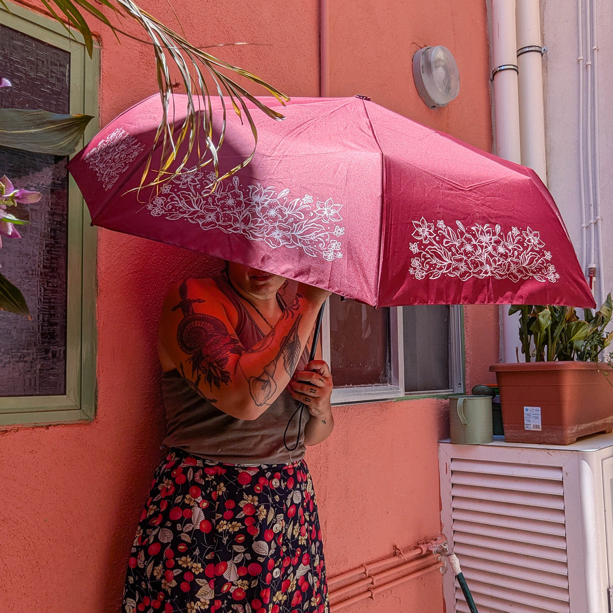 FLORAL FOLDING UMBRELLA