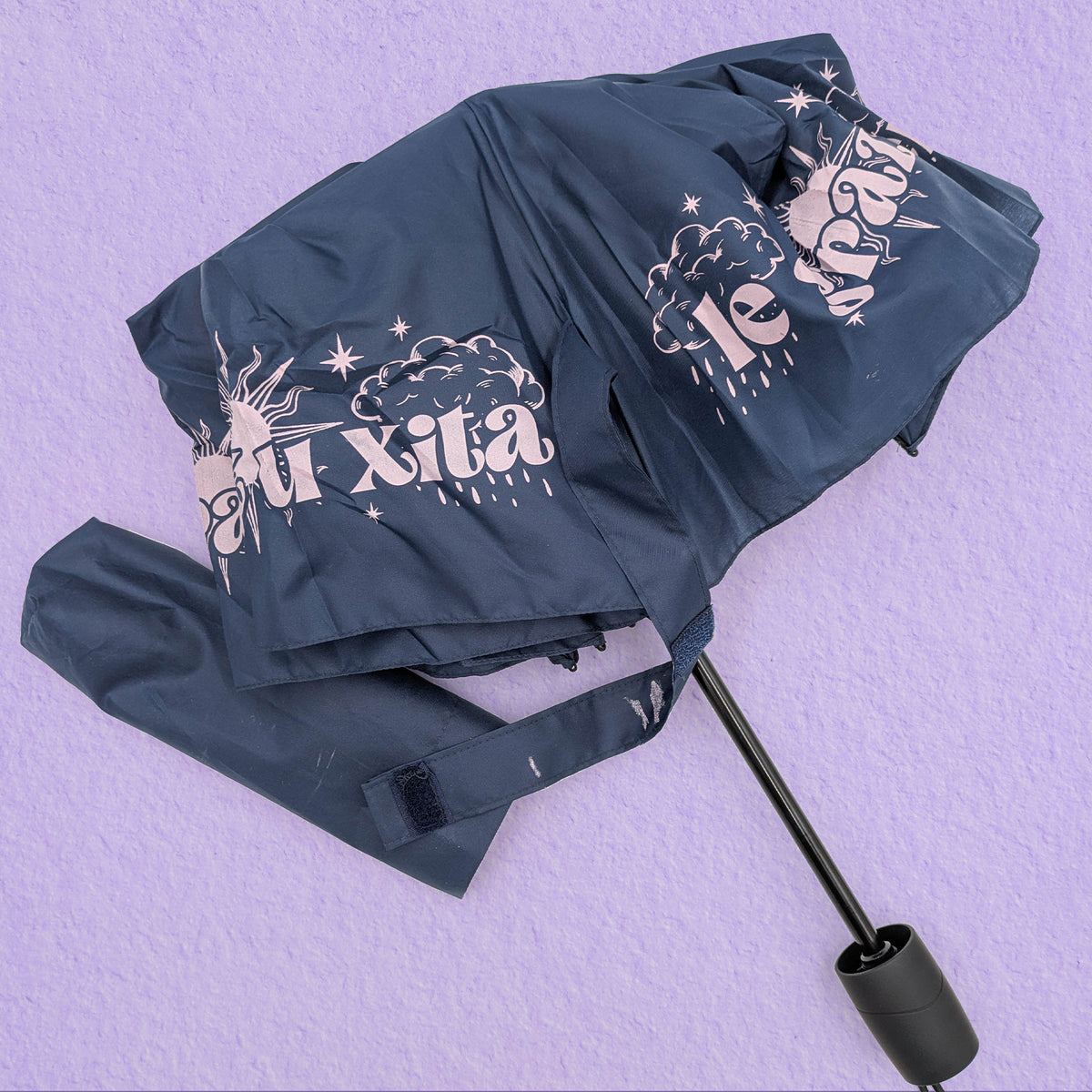 XEMX U XITA LE GRAZZI / Maltese hand printed FOLDING UMBRELLA