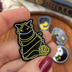 Black Kitty Tarot cat soft enamel pins based on Into the Void tarot deck