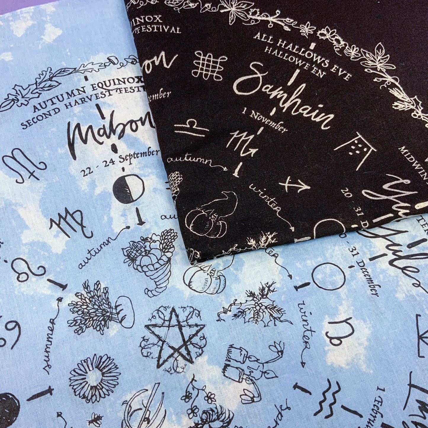 Elemental Air Witchy Sabbat Pagan Wiccan Calendar Cotton Bandana Scarf - Cat Magic Collective