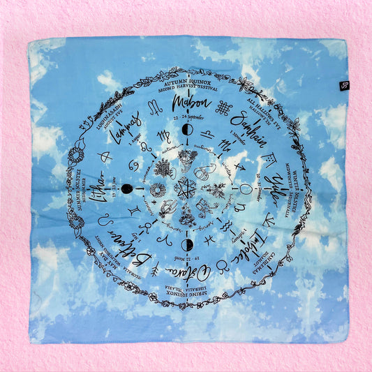 Elemental Air Witchy Sabbat Pagan Wiccan Calendar Cotton Bandana Scarf - Cat Magic Collective