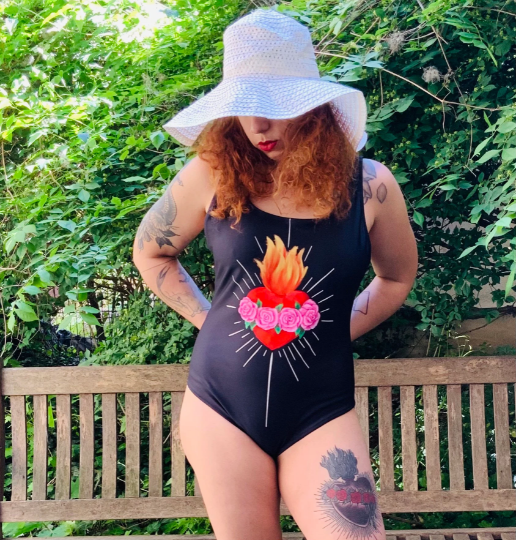 Sacred Heart One-Piece Swimsuit - Cat Magic Collective