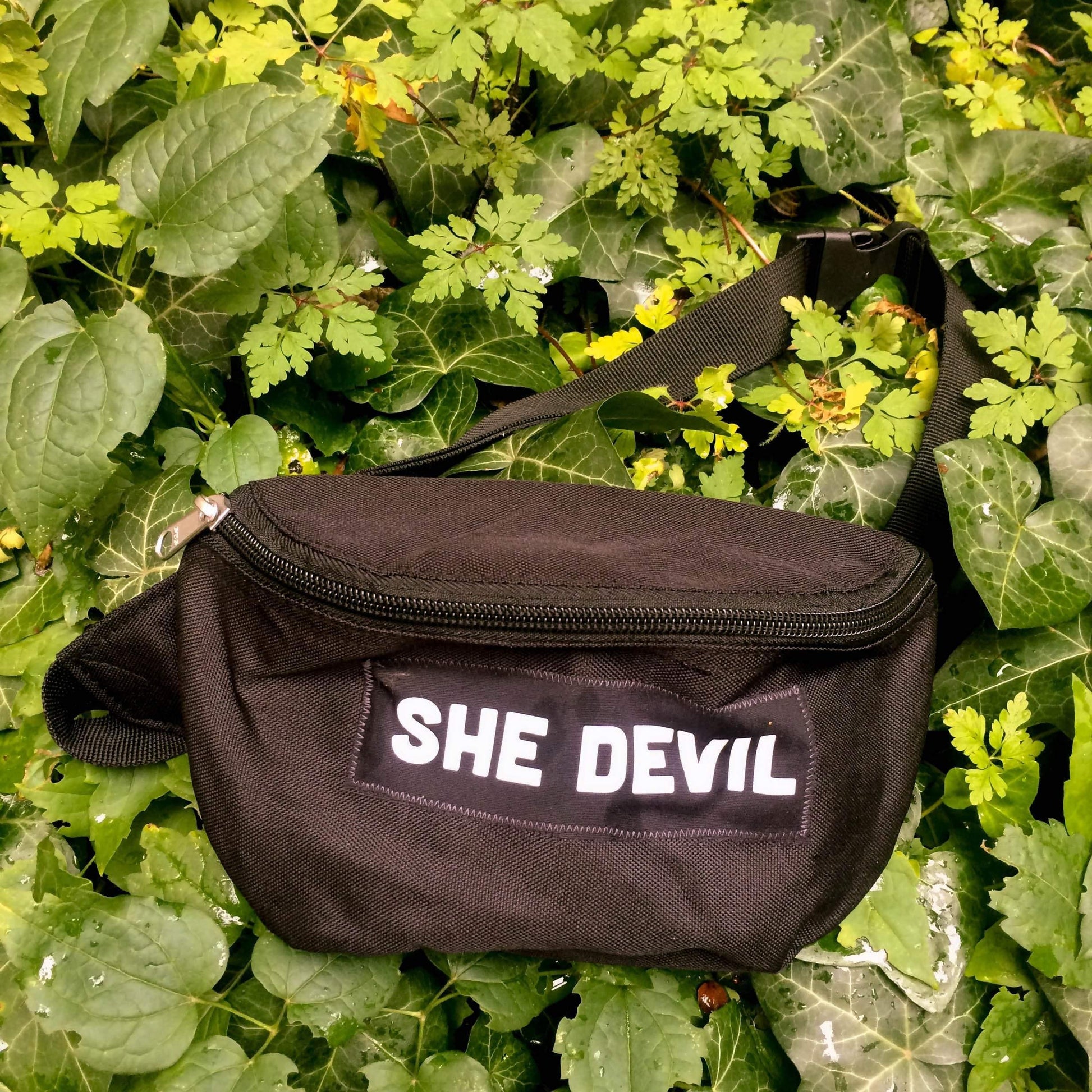 Fanny pack / Bum bag / Shoulder bag / Hip Bag with Feminist Screen Printed Patch - Cat Magic Collective