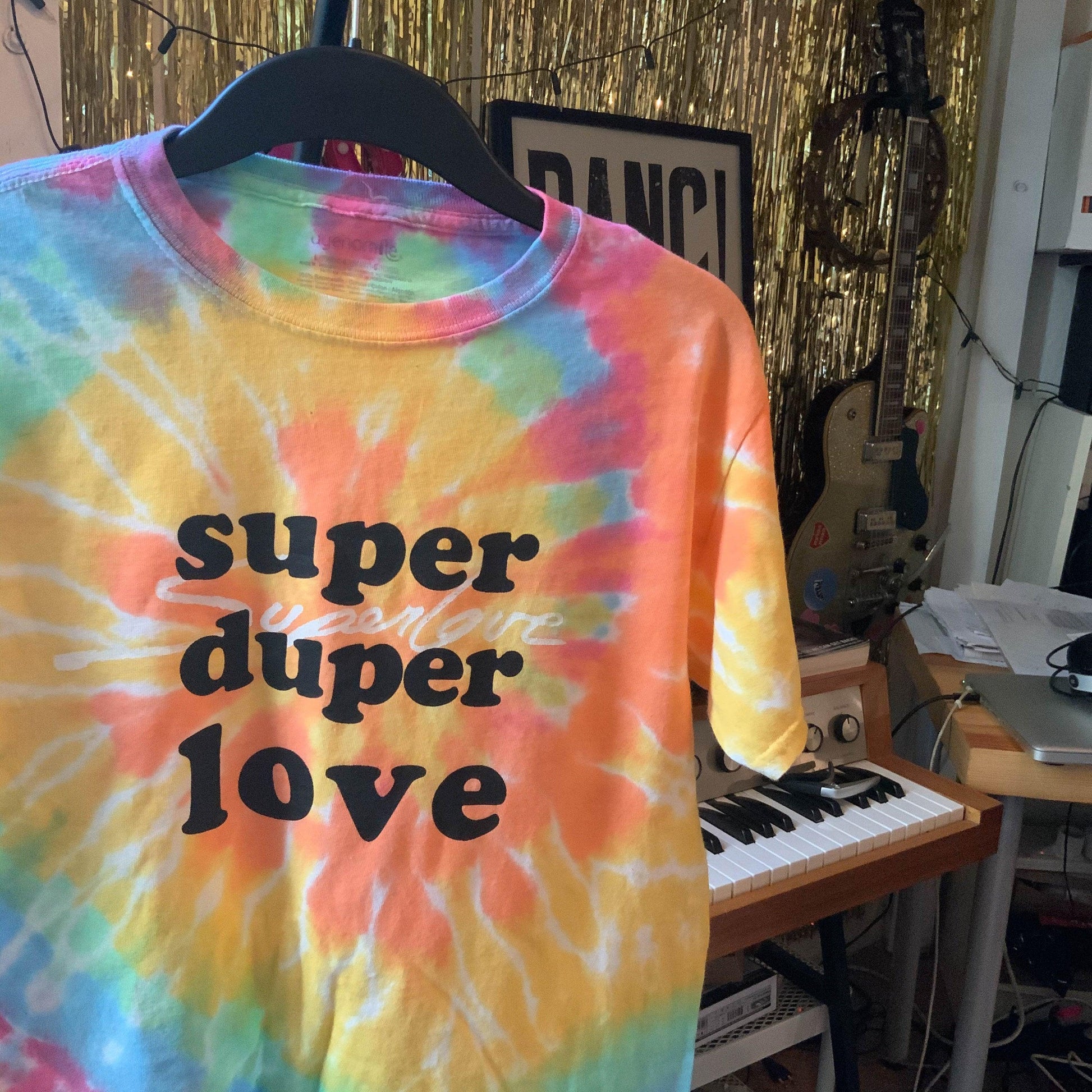 Super Duper Love - Tie Dye, Two colour Hand Printed T-Shirt - Cat Magic Collective