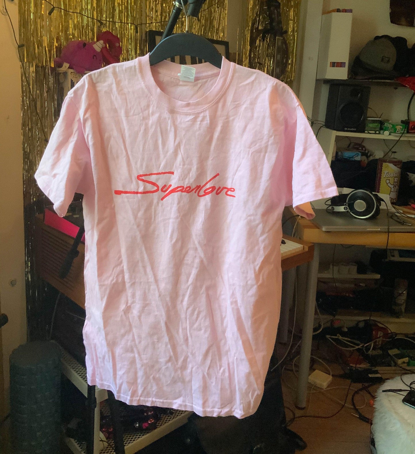 Superlove Pink Screen Printed T-Shirt - Cat Magic Collective