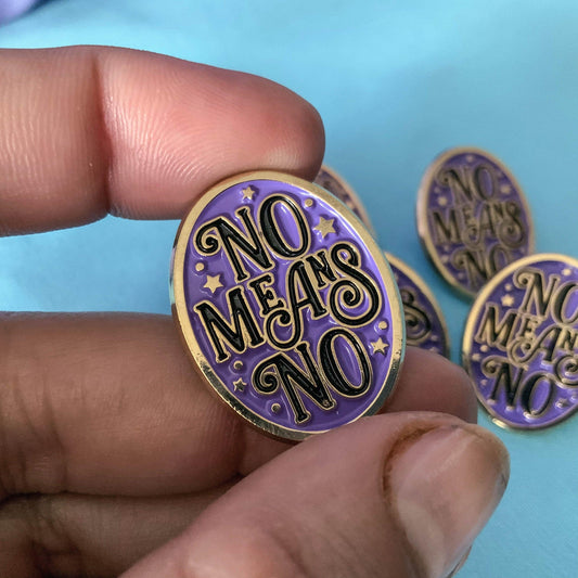 No Means No Feminist Enamel Pin Badge - Cat Magic Collective