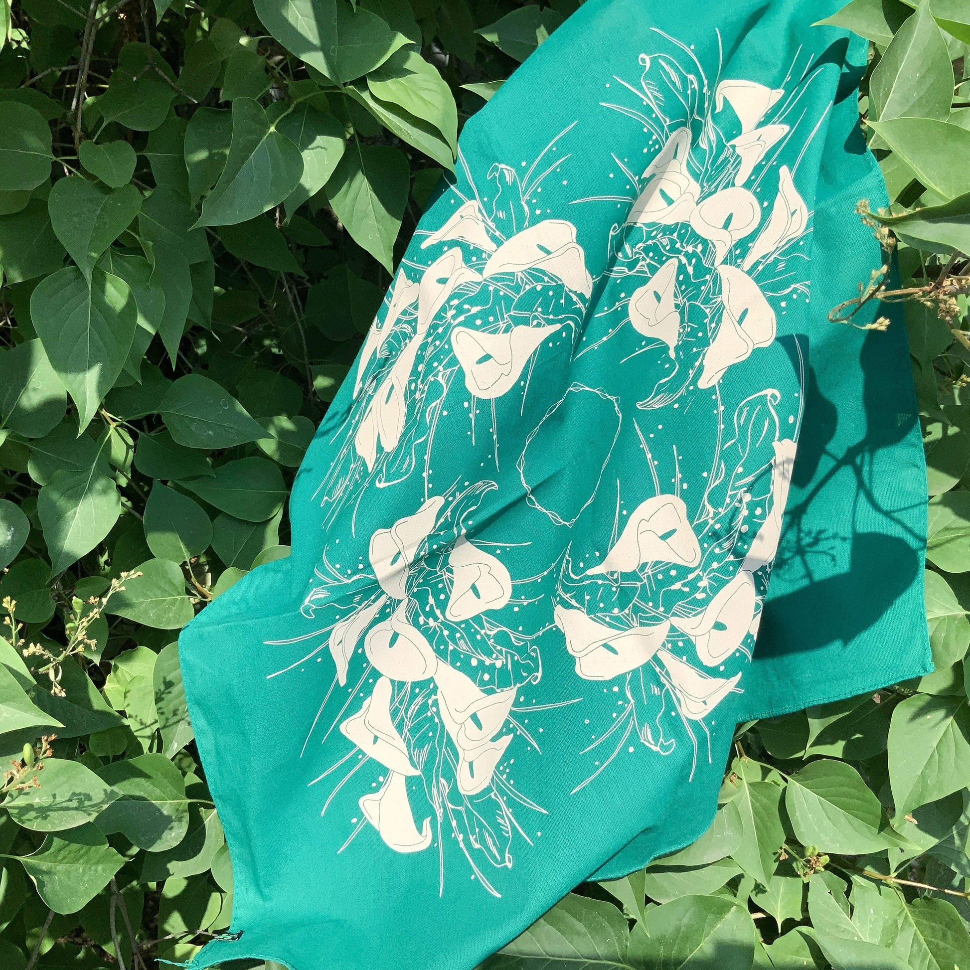 Arum Lily Botanical Illustration Scarf/Bandana - Cat Magic Collective