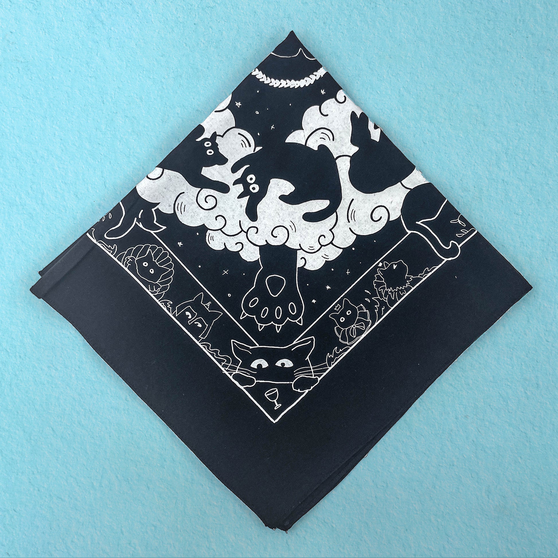 Into the void hand printed cotton scarf - Cat Magic Collective