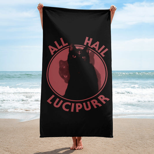 All Hail Lucipurr Beach Towel - Cat Magic Collective