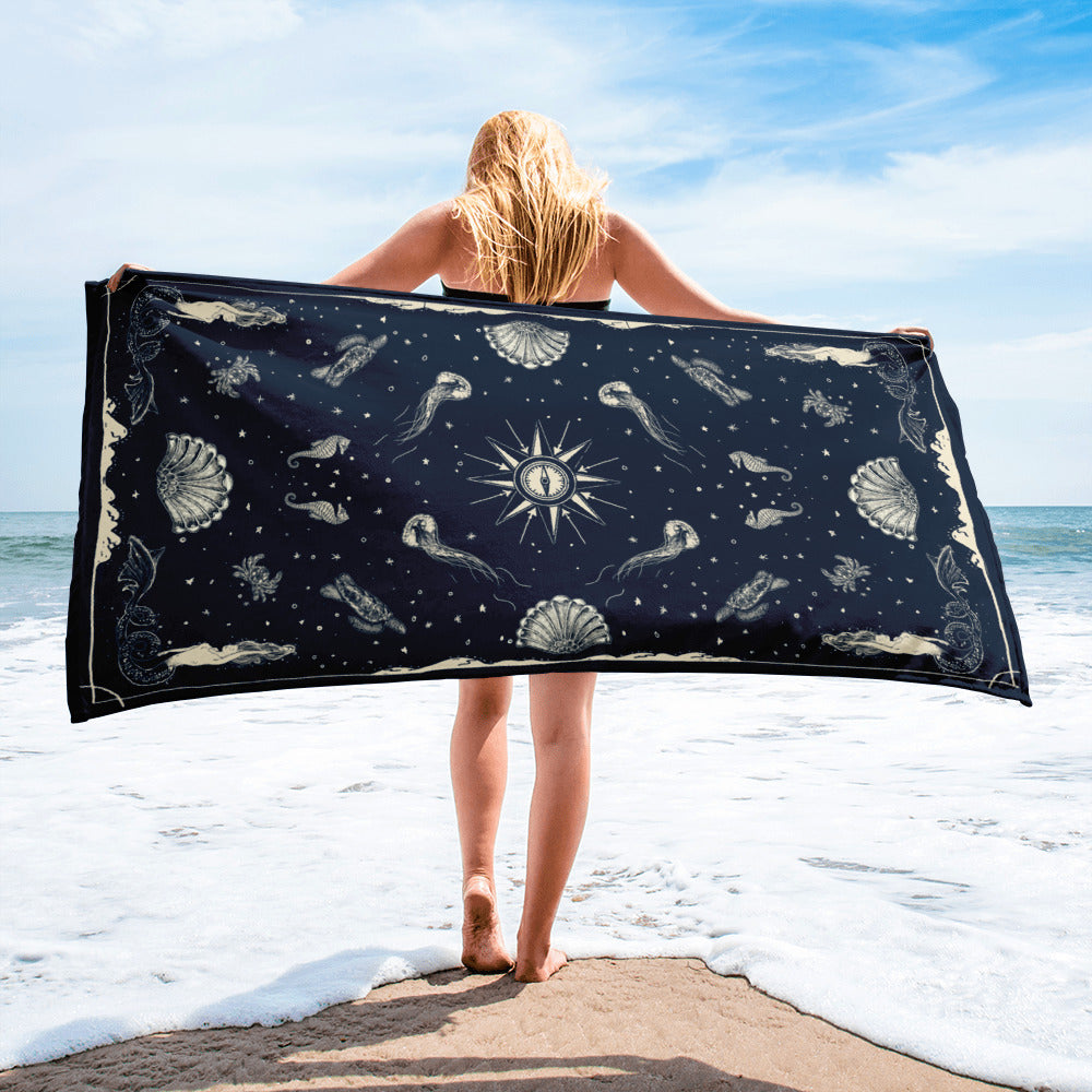 Mermaid & Sea Creatures Towel - Cat Magic Collective