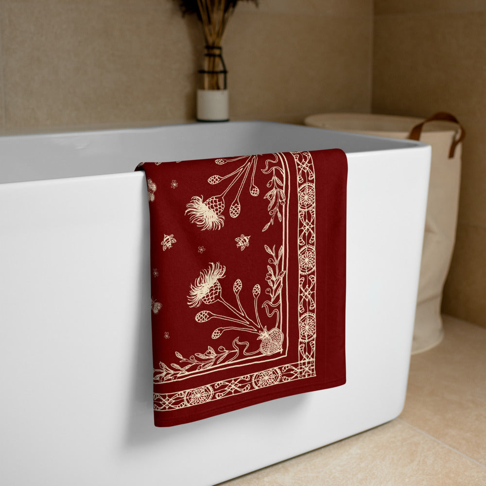 Mediterranean Botanicals Printed Towel - Cat Magic Collective