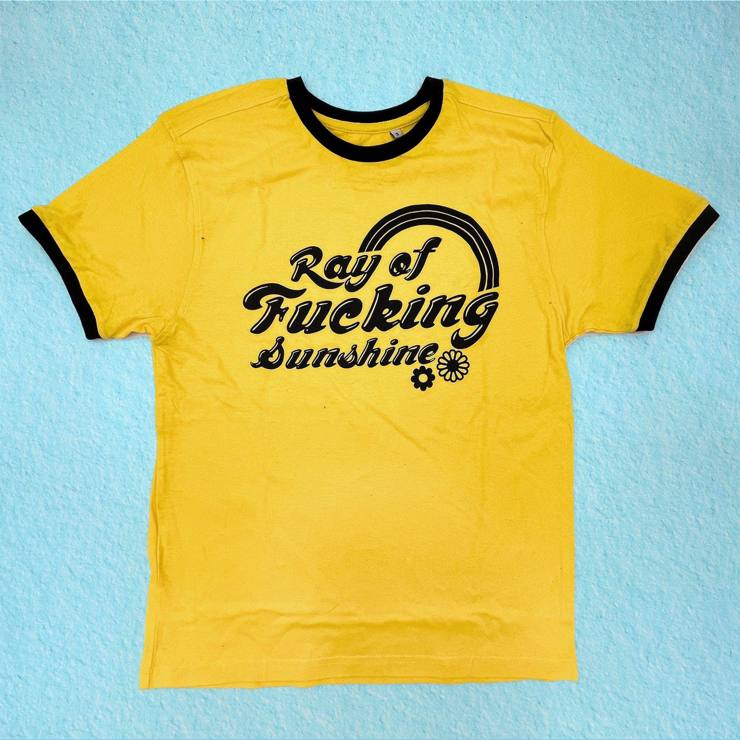 Ray of Fucking Sunshine Hand-printed Cotton T-shirt - Cat Magic Collective