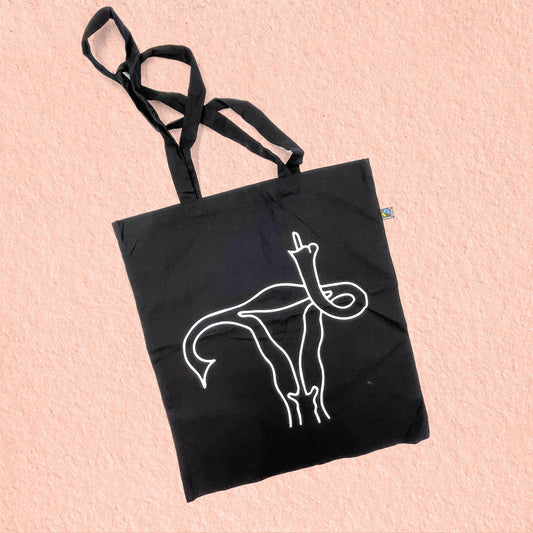 Angry Uterus Feminist Solidarity Screen Printed Tote Bag - Cat Magic Collective